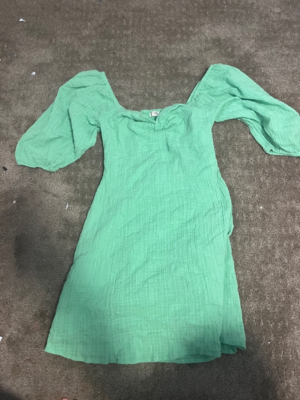 Billabong Seafoam Green Puff-Sleeve Mini Dress